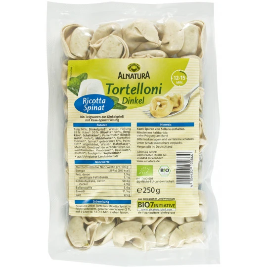 Alnatura Bio Dinkel Tortelloni Ricotta Spinat 250G 3 Alnatura Bio Dinkel Tortelloni Ricotta Spinat 250G