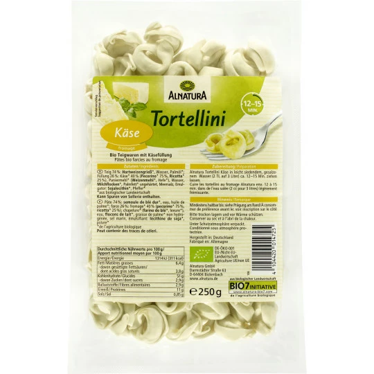 Alnatura Bio Tortellini Käse 250G 3 Alnatura Bio Tortellini Käse 250G