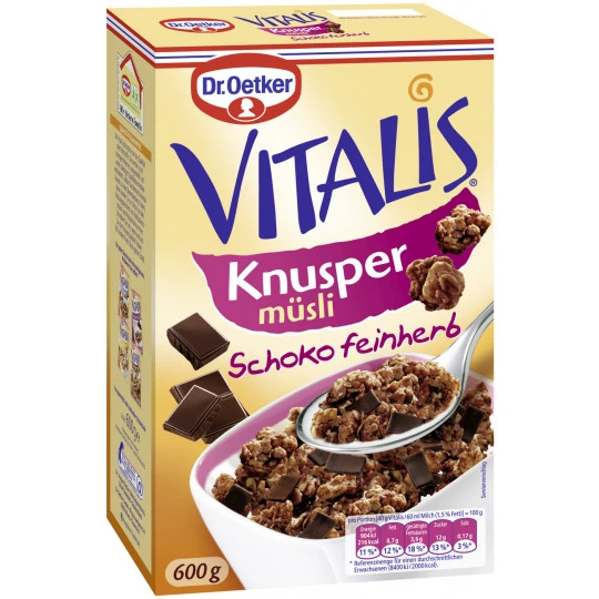 Dr. Oetker Vitalis Knusper Müsli Schoko Feinherb 600G 3 Dr. Oetker Vitalis Knusper Müsli Schoko Feinherb 600G