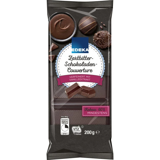 EDEKA Zartbitter Schokoladen Couverture 200G 3 EDEKA Zartbitter Schokoladen Couverture 200G