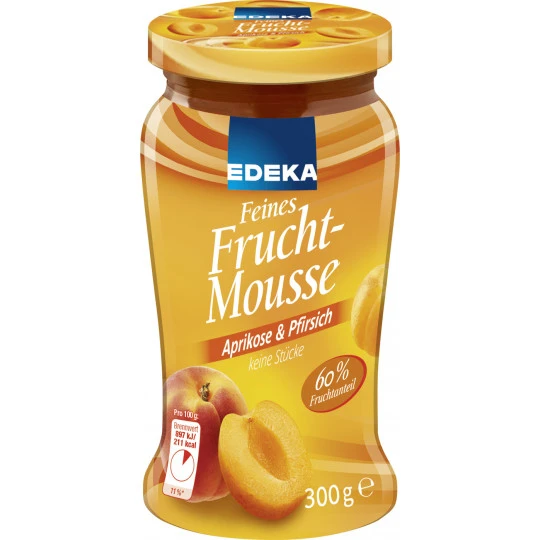 EDEKA Feines Fruchtmousse Aprikose & Pfirsich 300G 3 EDEKA Feines Fruchtmousse Aprikose & Pfirsich 300G