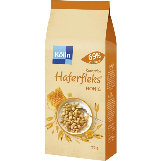 Kölln Knusprige Haferfleks Honig 750G 3 Kölln Knusprige Haferfleks Honig 750G