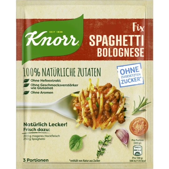Knorr Natürlich Lecker Spaghetti Bolognese 38G 3 Knorr Natürlich Lecker Spaghetti Bolognese 38G